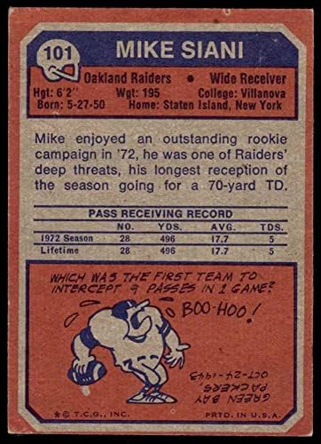 1973 Topps 101 Майк Сиани Oakland Raiders (Футболна карта) VG Raiders Villanova
