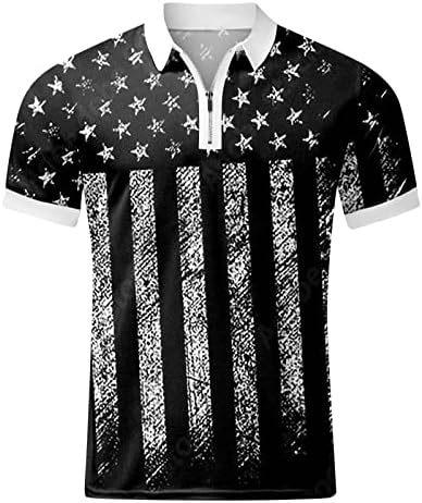 Мъжки ризи Поло с Флага на САЩ, Патриотични Фланелки на 4 юли, Летен Ежедневни Реколта Поло с Къс Ръкав за Голф, Спортни Поло