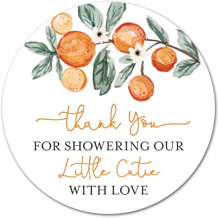 2 Кръгли стикери с надпис Cutie Orange Baby Shower Thank You Предпочитание (40 на етикети)