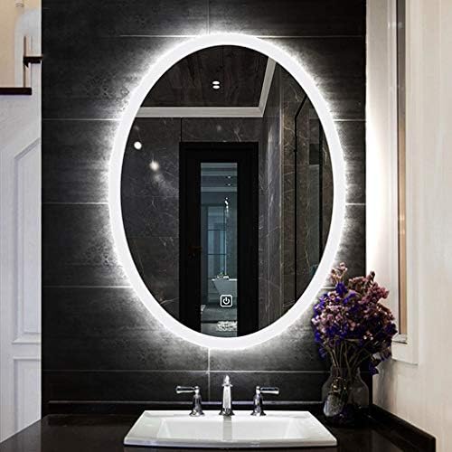 Огледало за грим Огледала за баня Стенни, сензорен прекъсвач с двуцветно осветление на Вътрешното огледало за