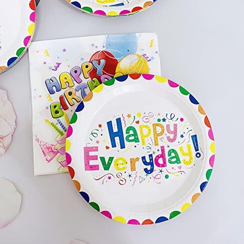 20 Цветни Чинии Happy всеки ден, Картонени Чинии за Еднократна употреба, Използвани за парти в чест на рождения