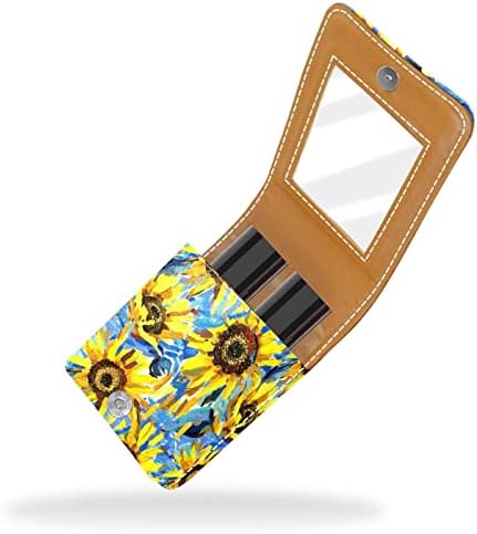 Торбичка за червило слънчоглед с Огледален Притежател Червило за Мини-козметични чанти за Чантата