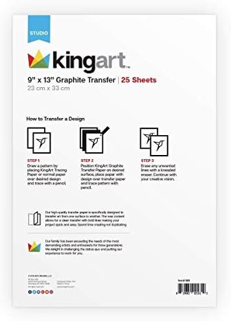 Графитовая хартия за прехвърляне на KINGART™, 9 X 13, 25 Листа, Вощеная Копирна хартия за проследяване