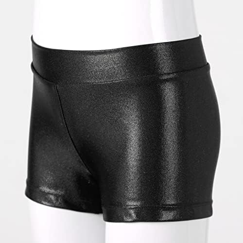 TiaoBug/ Лъскав Метален Фитнес Бански костюм с Къси панталонки за момиче, Комплект за Спортни Дрехи, едно Парче