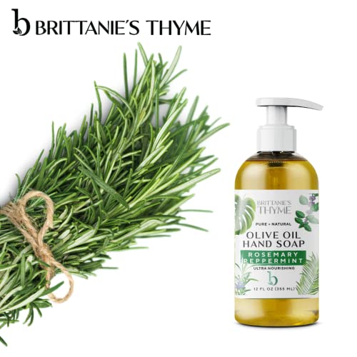 Биологичното естествен сапун за ръце Brittanie's Thyme - 12 унции, опаковка от 3 броя (Розмарин и мента) Кастильское сапун,