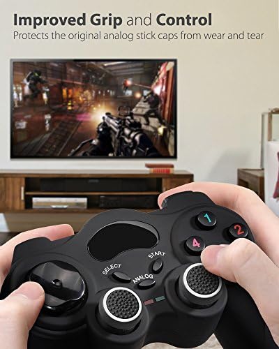 Fosmon (комплект от 4) Аналогов джойстик джойстик с продуктивни дръжки за палеца, който е съвместим с PS5, PS4, Xbox