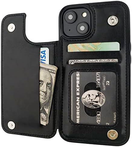 ONETOP е Съвместим с iPhone 14, чанта-портфейл с държач за карти, калъф-поставка от изкуствена кожа с отделения