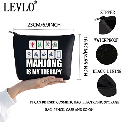 LEVLO Забавен Маджонг Косметичка За Грим Mahjong Подарък Любовник Mahjong-Това е Моята Терапия Грим Чанта с Цип Чанта