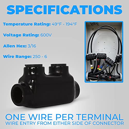 Вграденият съединител с електрическа изолация OHLECTRIC черен цвят - Гама кабели 2/0-6 - Алън Шестигранник 3/16