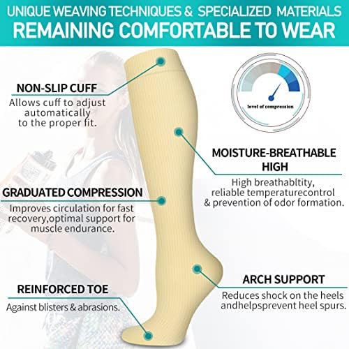 Компресия чорапи COOLOVER Copper за жените и мъжете (6 двойки) - най-Добрата подкрепа за бягане, спорт, грижи за болни, за пътуване