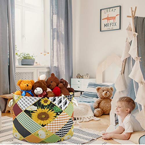 visesunny Сгъваема Кошница с Голям Капацитет на Слънчев цвят в Сетчатую ивица, Кошница за съхранение на детски играчки с