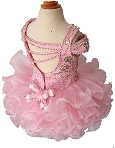 Jenniferwu G224-1 Детско Празнично рокля за новородените момичета за Рожден Ден, Розово с лък за коса