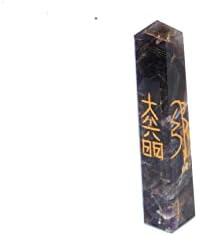 Аметист Обелиск с надпис Усуи във формата на кула 3,5 инча Прибл. Магическа пръчка Jet International Spiritual Healing