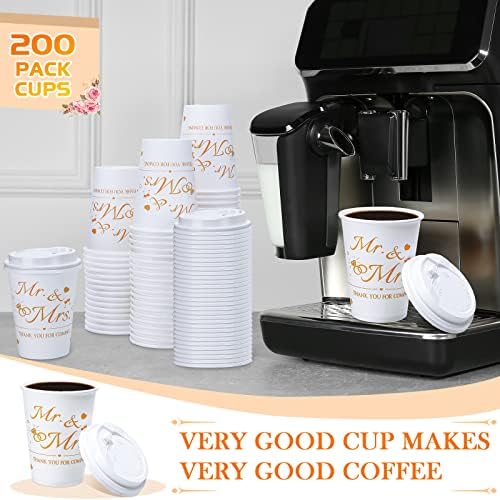 200 Комплекти чаши Кафе на г-Н и г-жа, 12 мл за Еднократна употреба Хартиени Чаши с Капак, Чаша за топли и студени напитки,