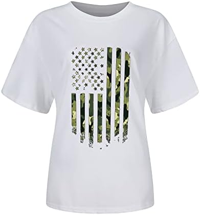 Дамски Летни Патриотическая Тениска с Американския Флаг, Тениска на Деня на Независимостта, Юли 2023, Модни Летни Ризи