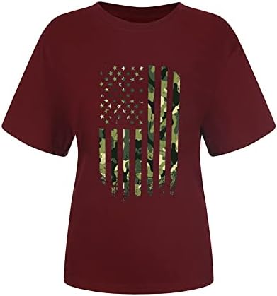 Дамски Летни Патриотическая Тениска с Американския Флаг, Тениска на Деня на Независимостта, Юли 2023, Модни Летни Ризи