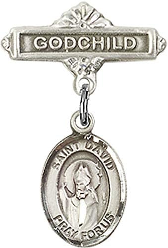 Детски икона Jewels Мания за талисман на Свети Давид Уелс и игла за Кръщелник | Детски иконата е от Сребро с амулет Свети