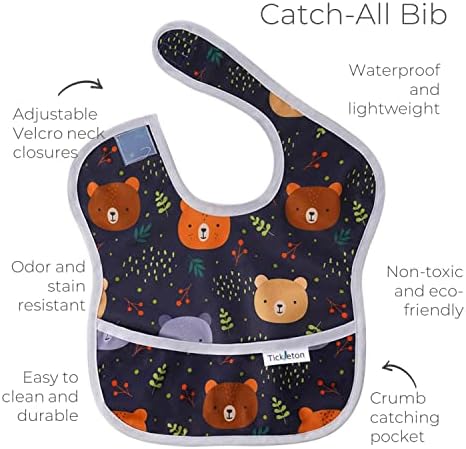 Mom's Choice Големи Непромокаеми Бебешки лигавници за хранене от 6 до 24 месеца | Екологично чисти Престилки за храненето