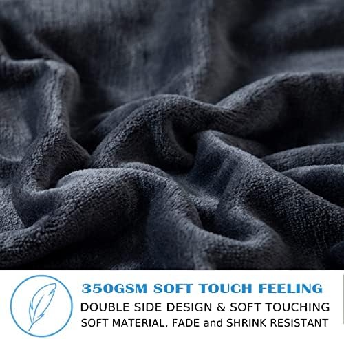 Флисовое Одеяло OBOEY 350GSM, Покривки за легла, Лесно Антистатическое одеяло от микрофибър - 50x60 инча Тъмно Сив цвят