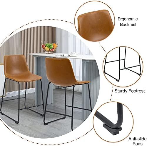 Комплект от 2 Продуктова столове UIXE, Бар Столове от изкуствена кожа, Промишлени Бар Столове за кръчма без Подлакътници 36,8