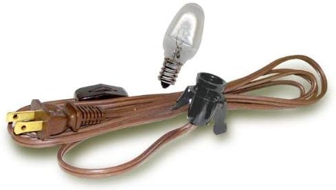 Комплект осветителни кабели National Artcraft 6' с Битумен розетка, завъртане на ключа за лампата и крушка капацитет 7-1/2 W (Pkg/1)
