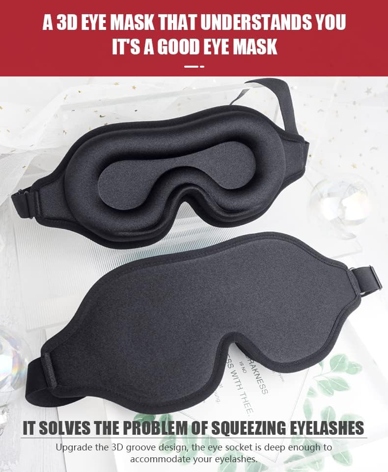 Маска за очи FengXinZi Sleep Eye Mask за мъже и жени - 2 опаковки, Затемняющая Маска за сън, 3D Маска за сън с нулев натиск