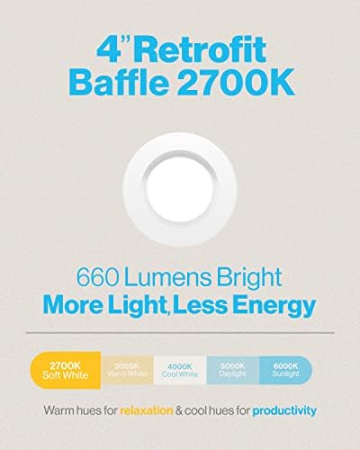 Встраиваемое led осветление Sunco LED Retrofit 4 инча, 2 опаковки 2700K Soft White срок на служба 50 000 часа,