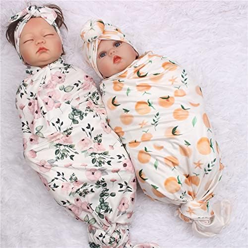 Комплект пеленальных одеала за новородено, Превръзка на главата, Шапчица, Одеало с принтом за малки момиченца, дрехи