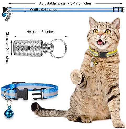 Светлоотразителни Яки за котки от 18 теми с регулируем камбана, Издръжлив Найлон яки котки със защитни изкривени и метални