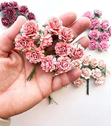 Комплект от 50 Хартиени цветя Черница Розови тонове - Розови Хартиени цветя - Розови цветя Черница - Хартиени рози -