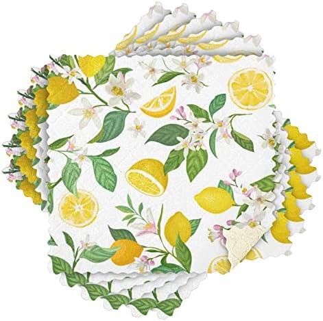 Кърпички за миене на съдове Sinestour Lemon Тропик Leaves Комплект от 6 Почистващи кърпички за миене И сушене