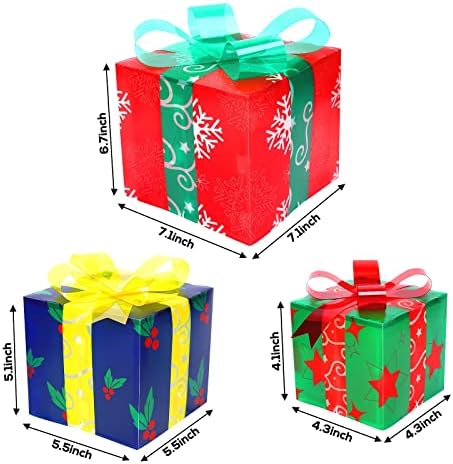 Коледна Украса ThinkMax, Улични Коледна Украса, На 3 Опаковки, Подаръчни Кутии с Осветление, Украса за Дома,