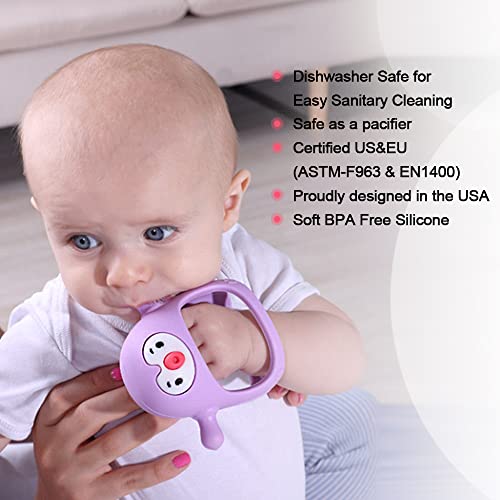 Силиконови играчки за никнене на млечни зъби Smily Mia Penguin Buddy Never Drop за бебета 0-6 месеца, Биберон-прорезыватели