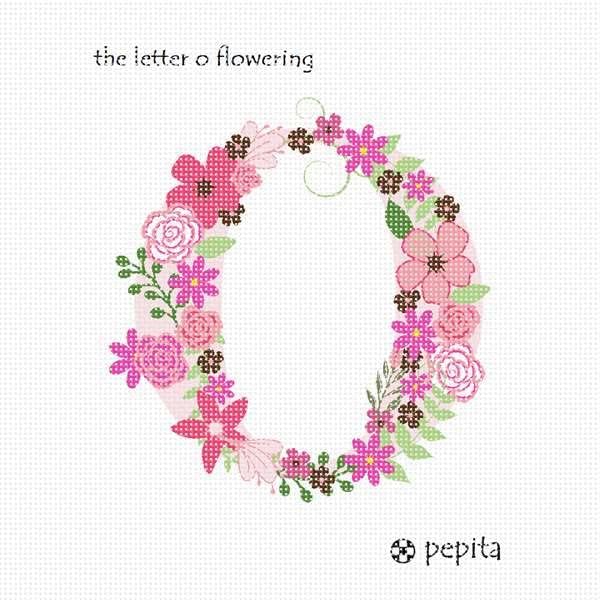комплект за бродиране pepita: Блуминг буквата O, 10 x 10