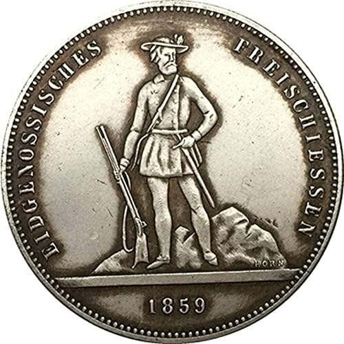 Монети Швейцария 1859 Г., Покрити с Мед, Сребро Каменни монети, Монети, Колекция Занаяти, Възпоменателна Монета