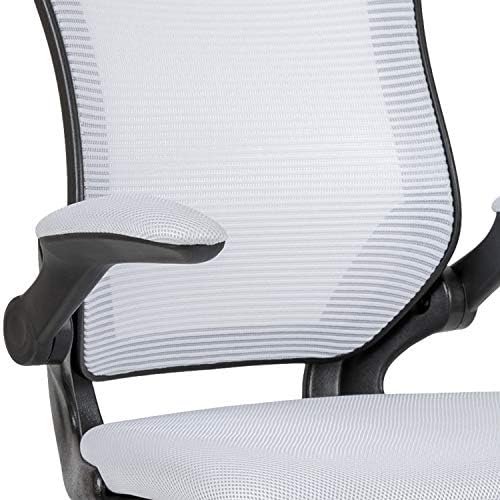 Ергономичен чертежный стол със средна облегалка от бяла мрежа Flash Furniture Ергономичен чертежный стол с регулируем пръстен