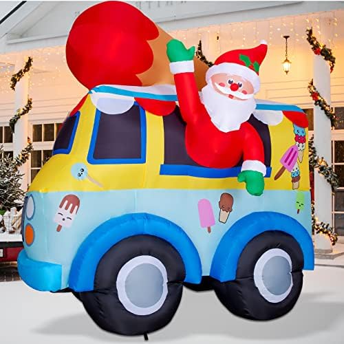 Елате и 8-подножието Коледни Надуваеми Украшения за улицата, Blow Дядо Коледа в Надуваем количката за сладолед с Вградени