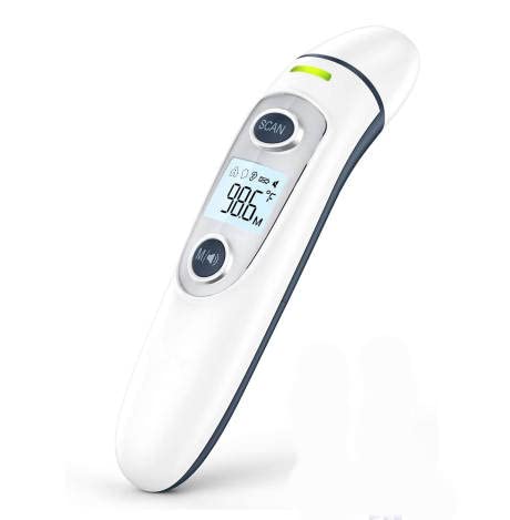 Безконтактен Термометър за възрастни и деца, Термометър за челото и ушите с индикатор на температурата, Инфрачервен термометър