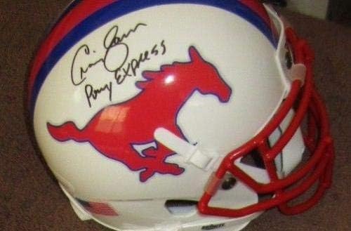 Ерик Дикерсън Джеймс Крейг подписа мини-каска SMU Mustangs 1982 г. Pony Express JSA - Мини-каски Колеж с автограф