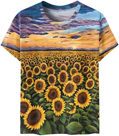 Тениски с Къс ръкав за Жени, Лято-Есен, през Цялата Силует, Цветен Принт под формата на Блокове, Безгрижен
