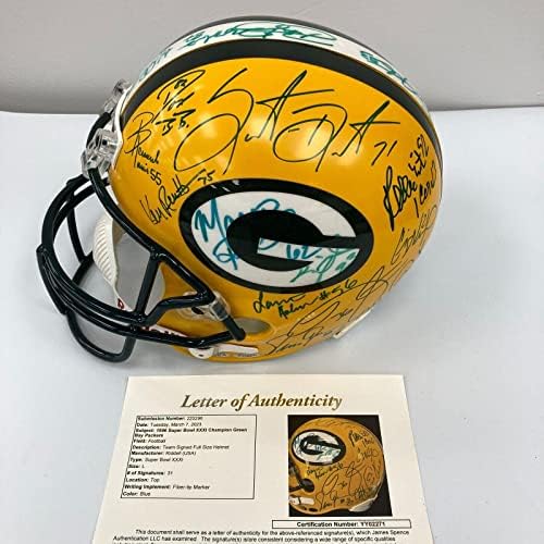 1996 Екипът на Грийн Бей Пакърс Super Bowl Champs Подписа Голям Шлем JSA COA - Каски NFL с автограф