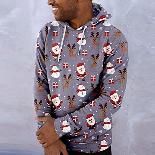 ZDDO Коледни Блузи за Мъже Забавни Графични Спортни Блузи С Качулка Коледен Принт Елен Вечерни Спортен Пуловер