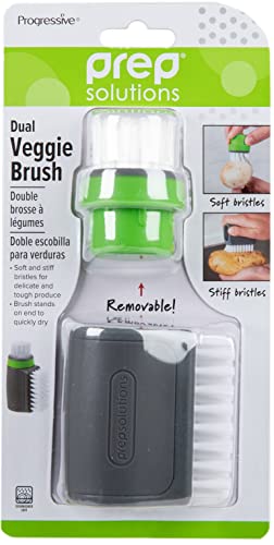 Скрубер за приготвяне на зеленчуци Dual Veggie Brush - Два комплекта меки и твърди плавниците, за да деликатни и твърди