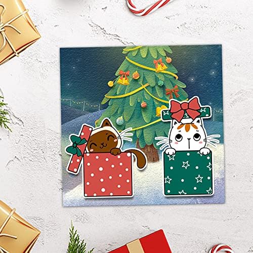 ALIBBON Весели Коледни Джуджета Прозрачни Печати за направата на картички, Коледна Елха Котка Прозрачни Силиконови