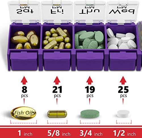 Голям държач-Органайзер за хапчета - Седмичен Органайзер за лекарства 2 пъти на ден - Контейнер за витамини с лекарства