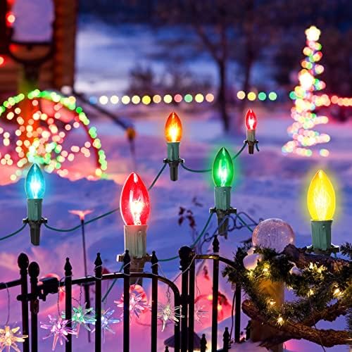 Коледни Светлини на Уличните Гирлянди за Маркиране на алеи 30,75 фута C9 Коледни Светлини с 24 Светлината и Тояги, за работа