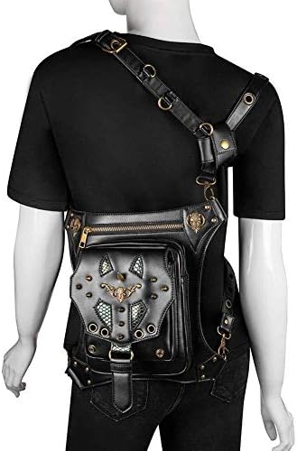 YANG1MN Набедренная Чанта в стил Steampunk, Поясная чанта, Мъжки Дамски Кожени Многофункционална Бойна Поясная Чанта