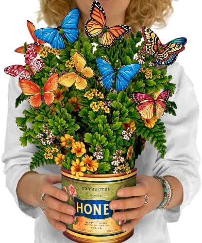 Поп Картички от Свежесрезанной хартия, Лютичета и Пеперуди, 12-инчов Букет цветя Завинаги в Реален Размер, 3D Изскачащи Поздравителни