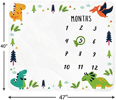 Детско Месечно Одеяло с Забележителност, Неутрално Одеяло с Динозавром за Момчета и Момичета, Персонализиран