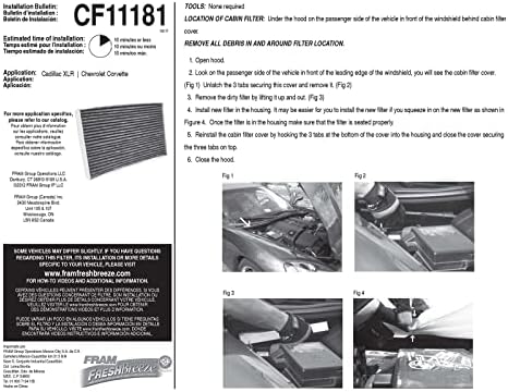 На кабинковия въздушен филтър FRAM Fresh Breeze със сода за хляб Arm & Hammer, CF11181 за автомобили на GM